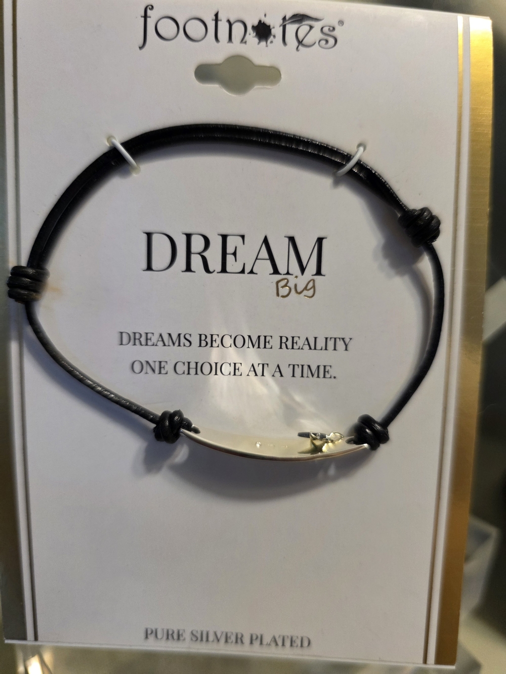 Footnotes Dream Big Silver-Plated Bar Bracelet in Black
